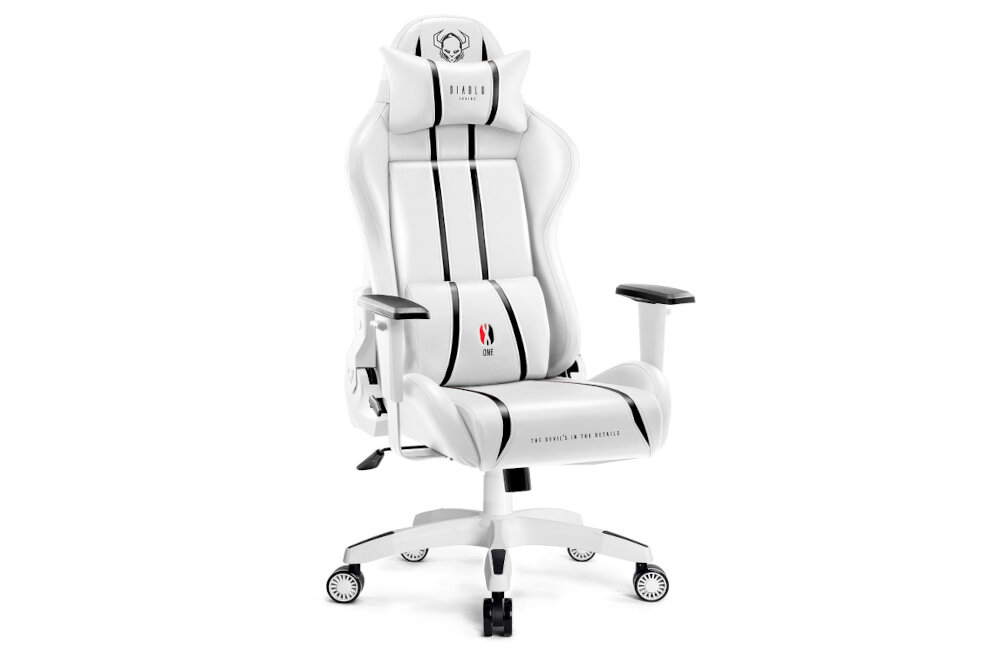 Fotel DIABLO X-ONE 2.0 Size Biało-czarny zestaw poduszka lędźwiowa zagłówek fotel