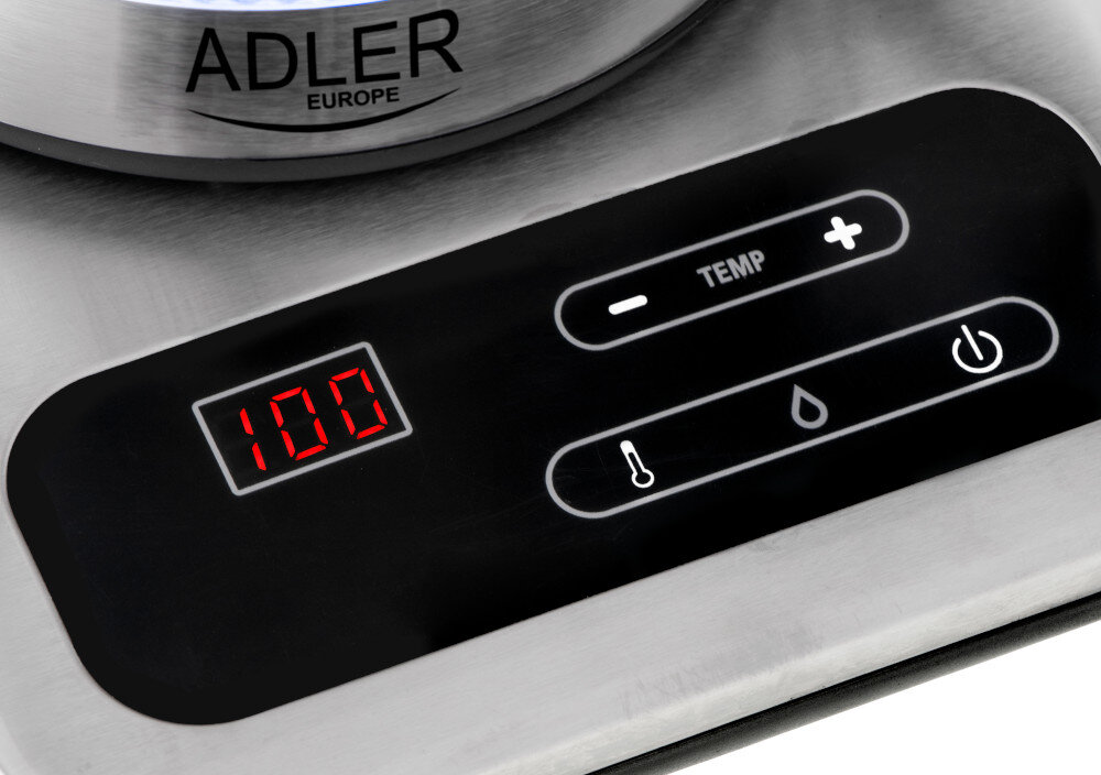 Czajnik ADLER AD 1293 prosta regulacja wyswietlacz LCD bezpiecznik termiczny sygnal dzwiekowy