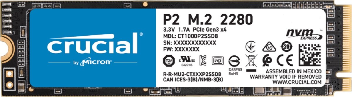 Dysk CRUCIAL P2 Kompaktowy rozmiar