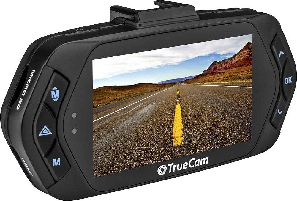 Wideorejestrator TRUECAM A5s obraz obiektyw droga samochód jazda film rozdzielczość ekran monaż led 