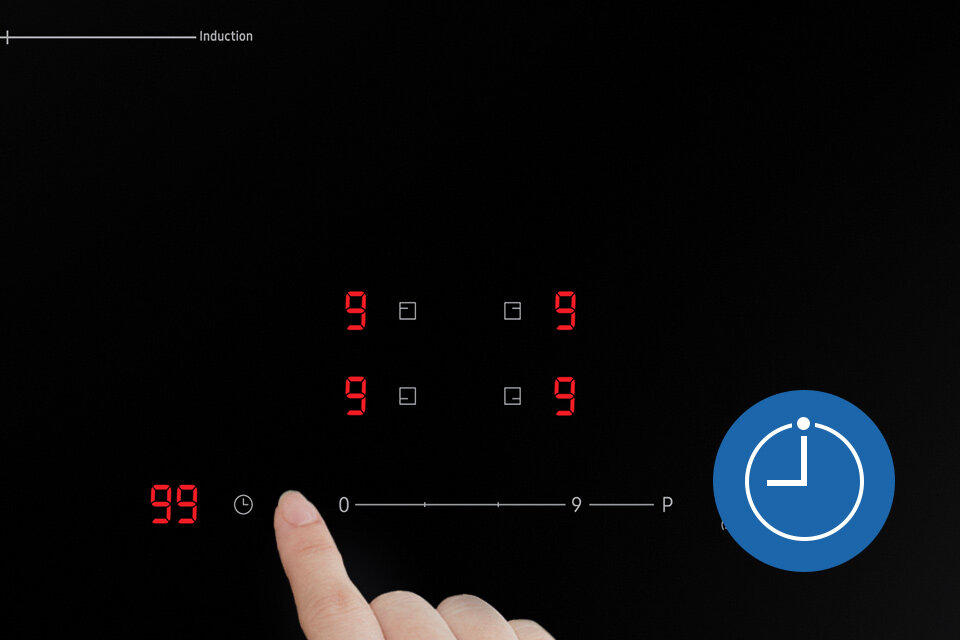 Timer i pole grzewcze na płycie indukcyjnej Samsung NZ64T3707A1 Timer i pole grzewcze na płycie indukcyjnej Samsung NZ64T3707A1
