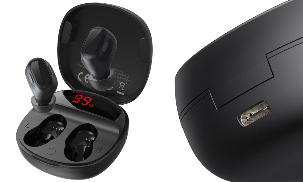 SŁUCHAWKI BASEUS ENCOK WM01 PLUS wskaźnik LED port USB-C
