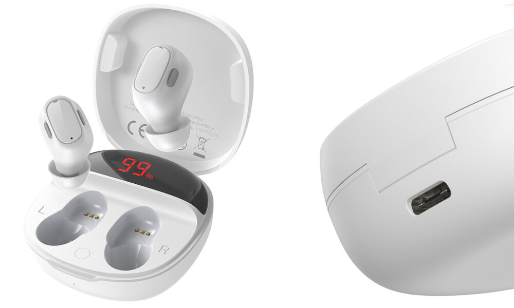 SŁUCHAWKI BASEUS ENCOK WM01 PLUS wskaźnik LED port USB-C