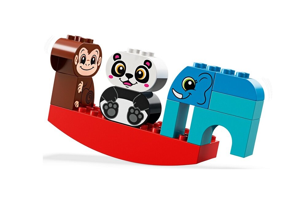 LEGO Duplo Moje pierwsze zwierzątka na równoważni 10884 Kreatywna zabawa prawidłowy rozwój merytoryczny dziecka klocki dla najmłodszych