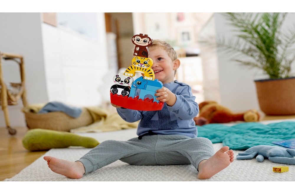 LEGO Duplo Moje pierwsze zwierzątka na równoważni 10884 Kreatywna zabawa prawidłowy rozwój merytoryczny dziecka klocki trening dla wyobraźni 