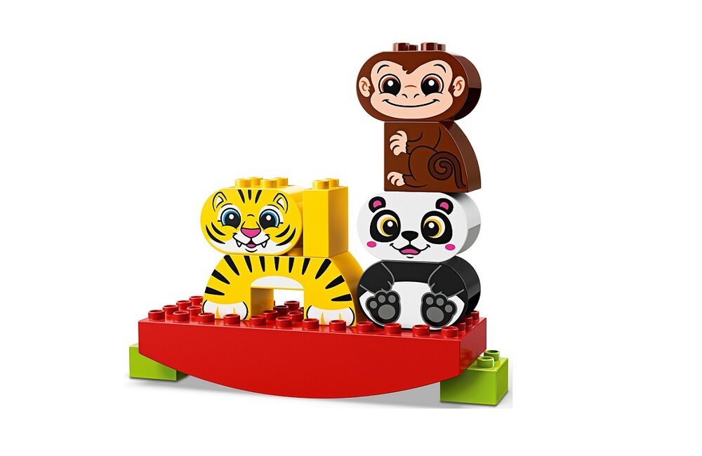LEGO Duplo Moje pierwsze zwierzątka na równoważni 10884 Kreatywna zabawa prawidłowy rozwój merytoryczny dziecka klocki bezpieczeństwo odporność na uszkodzenia