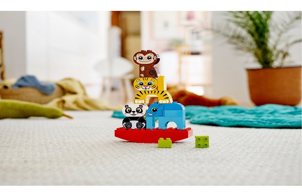 LEGO Duplo Moje pierwsze zwierzątka na równoważni 10884 Kreatywna zabawa prawidłowy rozwój merytoryczny dziecka klocki wysoka jakość wytrzymałość bezpieczeństwo