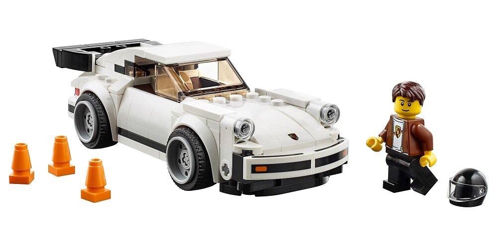 LEGO Speed Champions 1974 Porsche 911 Turbo 3.0 - minifigurka kierowcy trzy pachołki wyposażenie zestawu