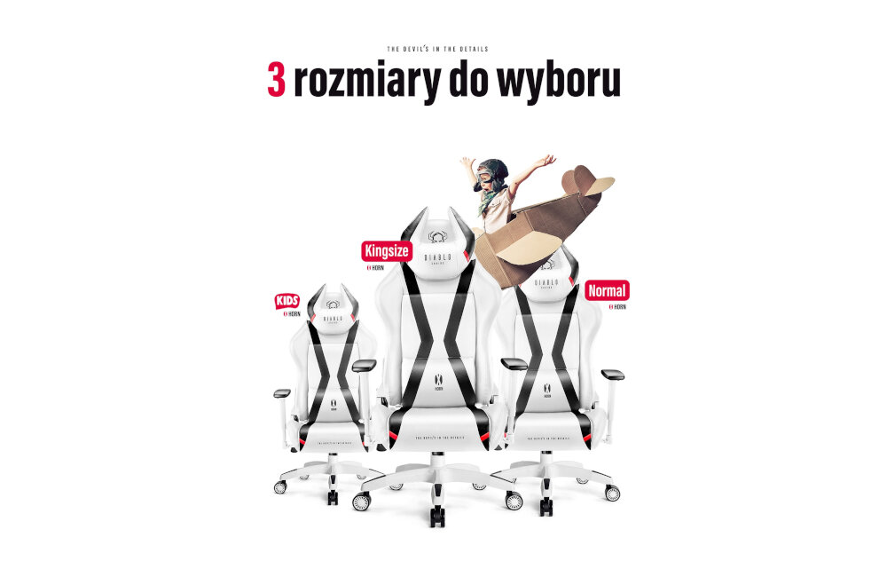 Fotel DIABLO CHAIRS X-Horn 2.0 KIDS Biało-czarny wymiary