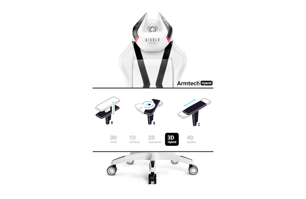 Fotel DIABLO CHAIRS X-Horn 2.0 KIDS Biało-czarny podłokietniki prawidłowe ułożenie pianka