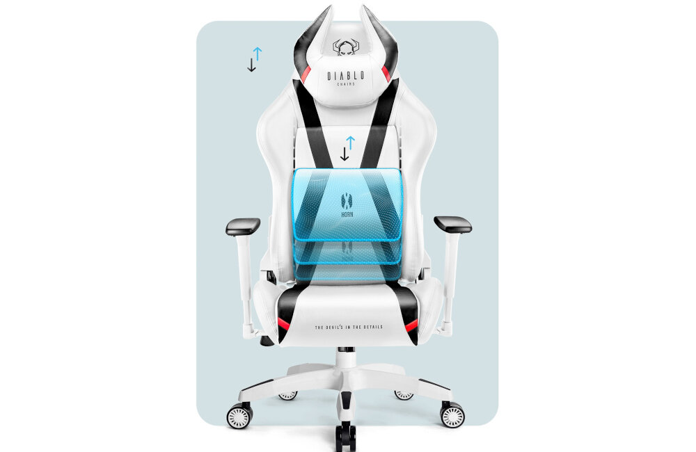 Fotel DIABLO CHAIRS X-Horn 2.0 KIDS Biało-czarny poduszka lędźwiowa