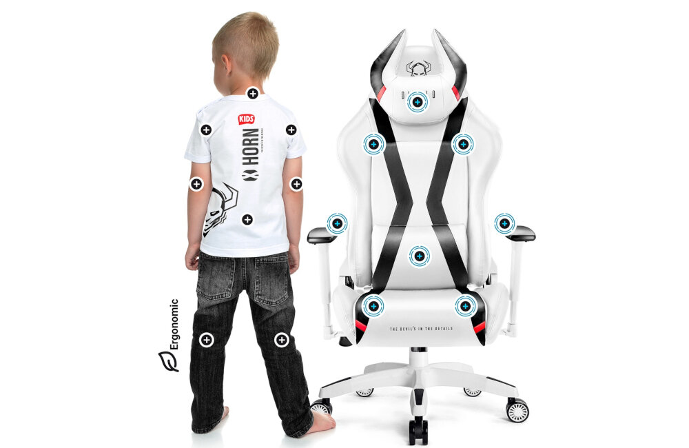 Fotel DIABLO CHAIRS X-Horn 2.0 KIDS Biało-czarny komfort