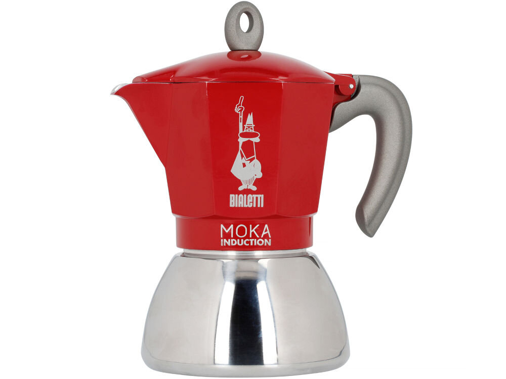 Kawiarka BIALETTI New Moka Induction 6 TZ Czerwony 300 ml do parzenia 6 filiżanek espresso stal aluminium wszystkie rodzaje kuchenek efektywne parzenie kawy równomierne rozprowadzanie ciepła stylowy wygląd silikonowe uchwyty praktyczny elegancki wybór
