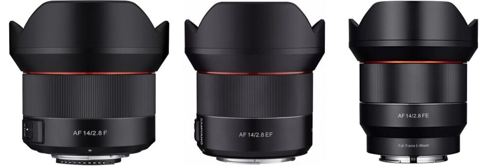 Obiektyw SAMYANG AF 14 mm f-2.8  ogniskowa przysłona ostrość pierścienie optyka soczewki powłoki montaż bagnet światło jasność zoom filtry waga