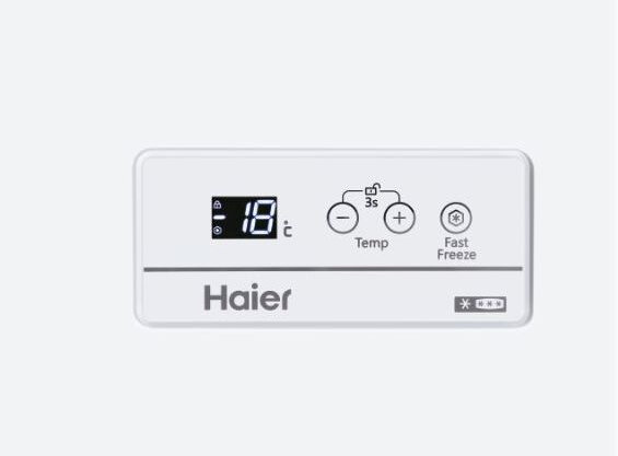 HAIER-HCE103F zamrażarka wyświetlacz ustawienia temperatury wygoda obsługi ustawienia wewnętrzne