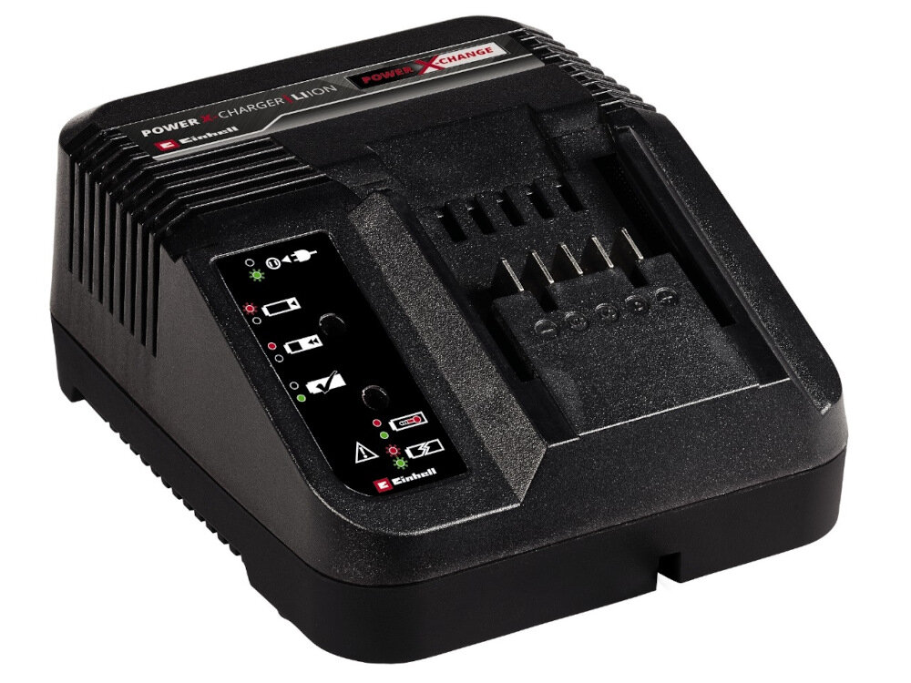 Akumulator EINHELL 4512097 2.5 Ah 18V + Ładowarka szybka ładowarka czas ładowania około 50 minut akumulator nie przegrzewa się odpowiednie napięcie i natężenie prądu informacja o uszkodzeniu akumulatora pobudza przywraca akumulator do normalnego funkcjonowania po głębokim rozładowaniu
