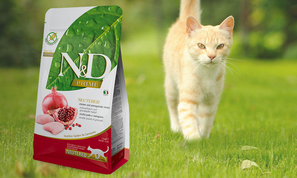 Karma dla kota FARMINA N&D Prime Neutered Kurczak z owocem granatu 1,5 kg dawkowanie analiza sklad