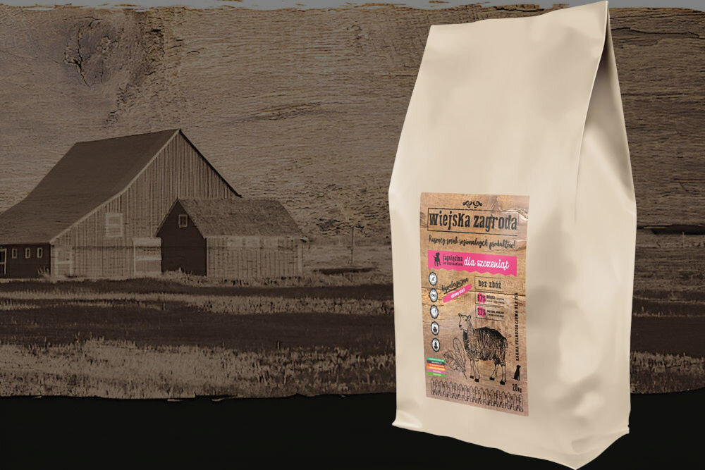 Karma dla psa WIEJSKA ZAGRODA Junior Jagnięcina ze szpinakiem 20 kg naturalne składniki