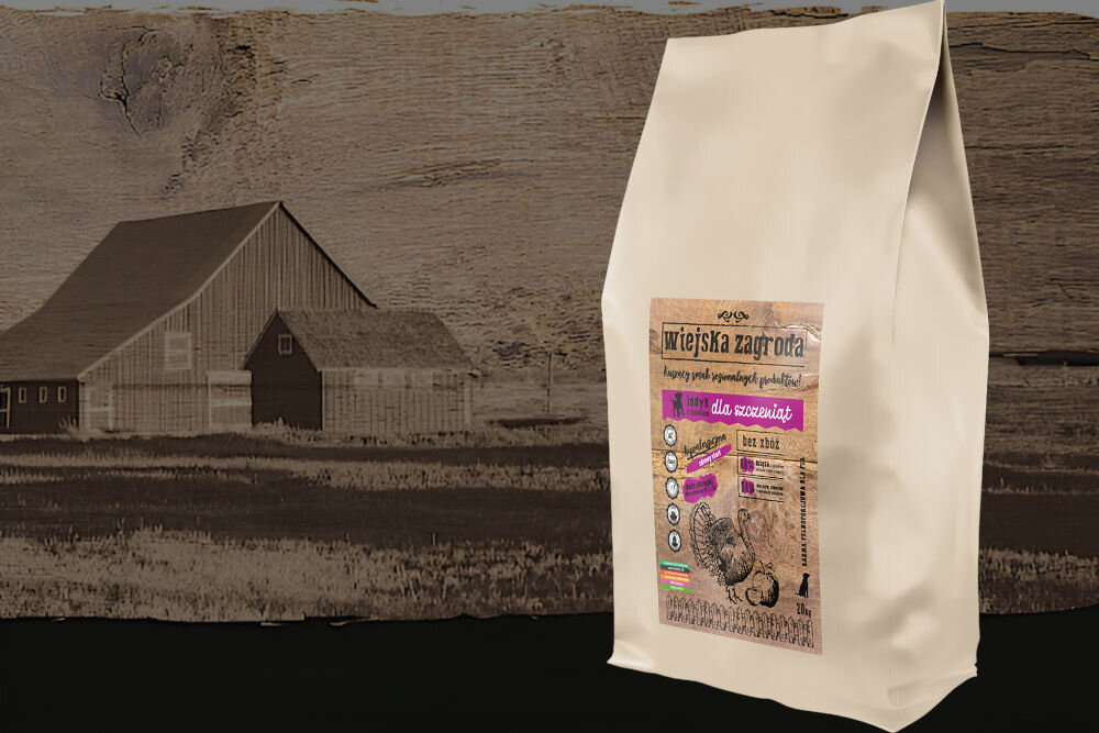 Karma dla psa WIEJSKA ZAGRODA Junior Indyk z jabłkiem 20 kg naturalne składniki