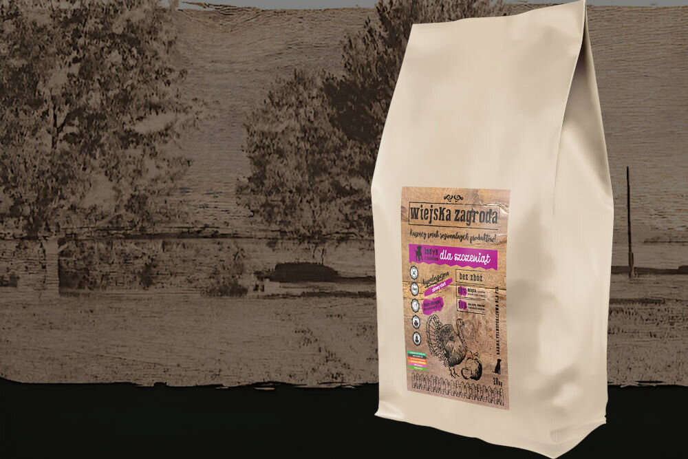 Karma dla psa WIEJSKA ZAGRODA Junior Indyk z jabłkiem 20 kg dawkowanie analiza sklad