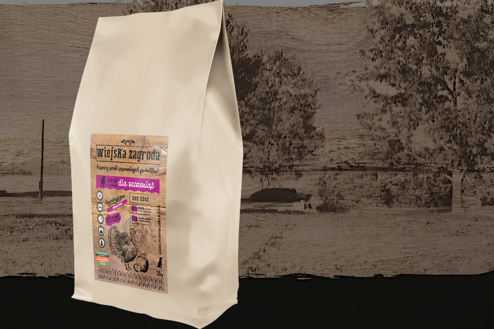 Karma dla psa WIEJSKA ZAGRODA Junior Indyk z jabłkiem 20 kg dawkowanie analiza sklad