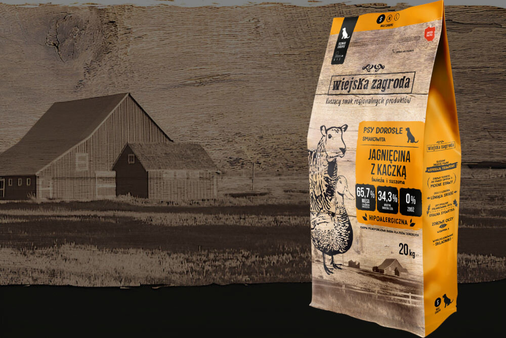 Karma dla psa WIEJSKA ZAGRODA Jagnięcina z kaczką 20 kg naturalne składniki