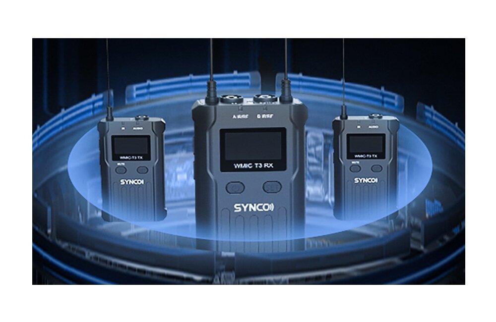NADAJNIK ODBIORNIK SYNCO WMIC T3 wbudowane anteny wyjście mono wyjście stereo