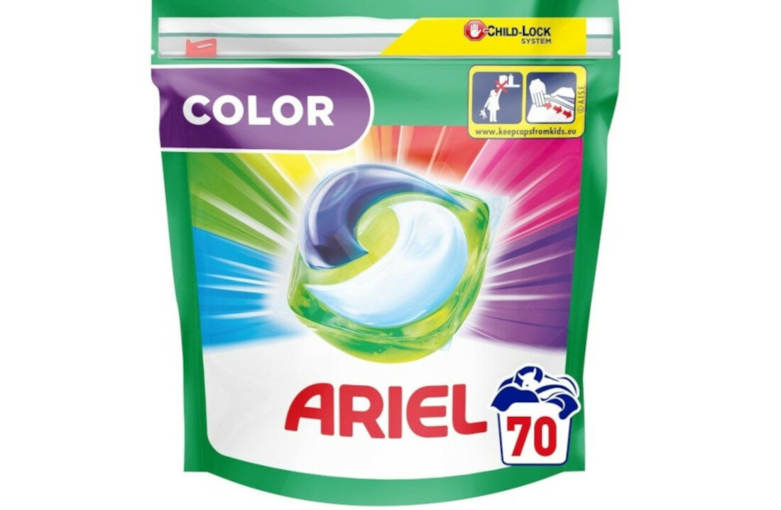 Kapsuki do prania ARIEL Color 70 szt skuteczne uzytkowanie wielokomorowa budowa innowacyjna powloka rozpuszczalne