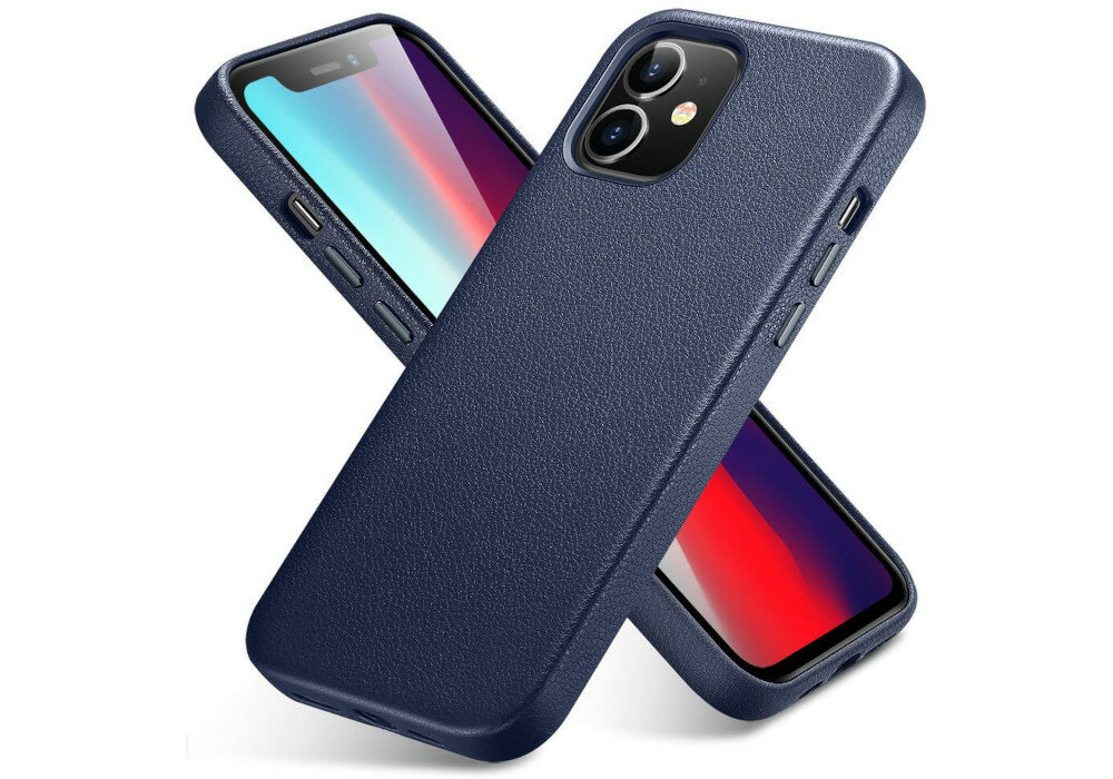 Etui ESR Metro Premium do iPhone Mini niebieski wyglad ogolny naturalna skora
