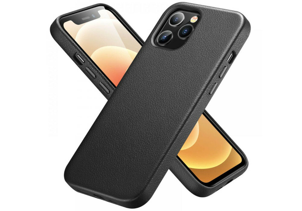 Etui ESR Metro Premium do iPhone Pro Max czarny wyglad ogolny naturalna skora