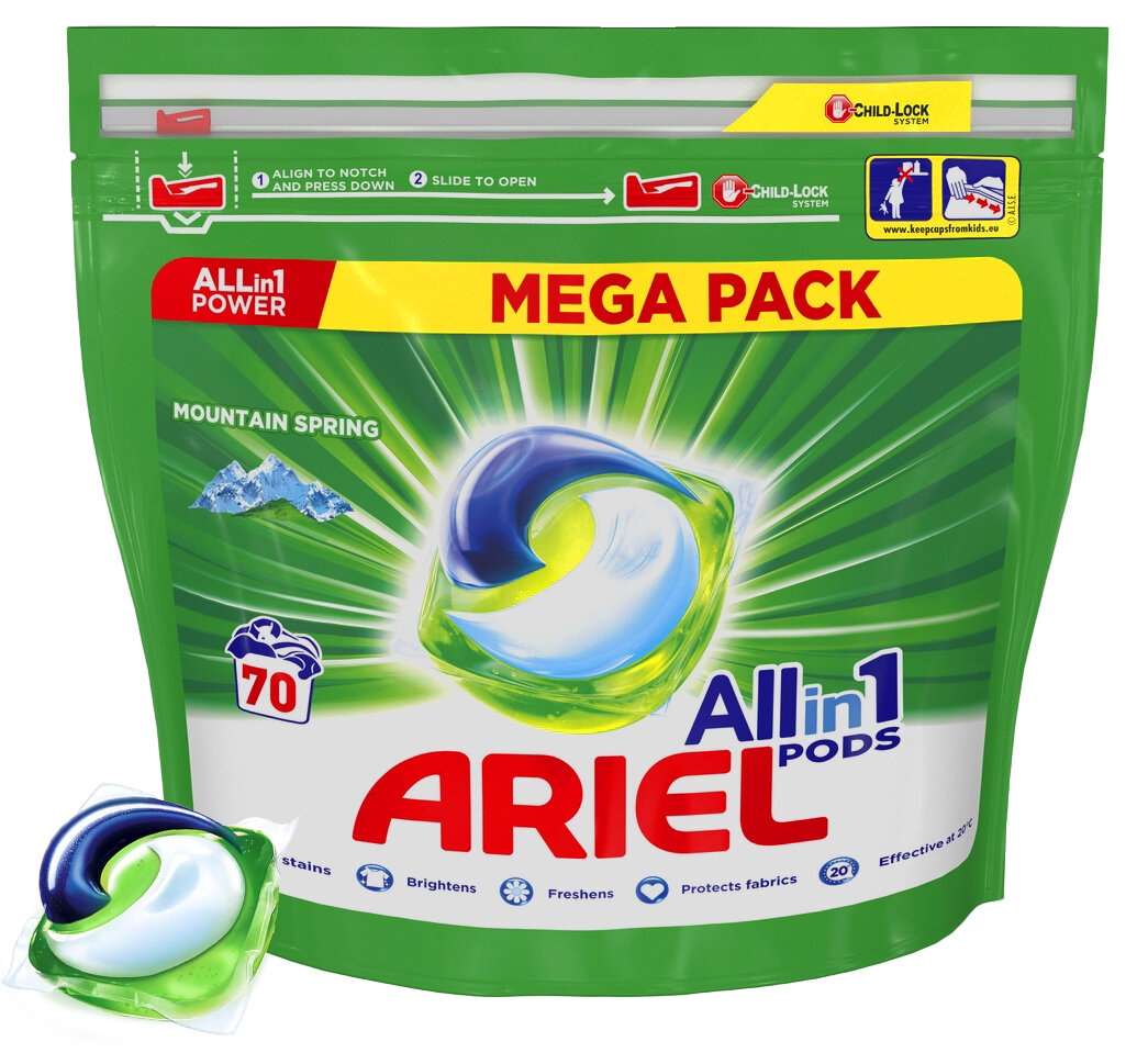 Kapsułki do prania ARIEL All in 1 Pods Mountain Spring 70 szt. wyjatkowa moc pioraca unikalna wielkomorowa kapsulka