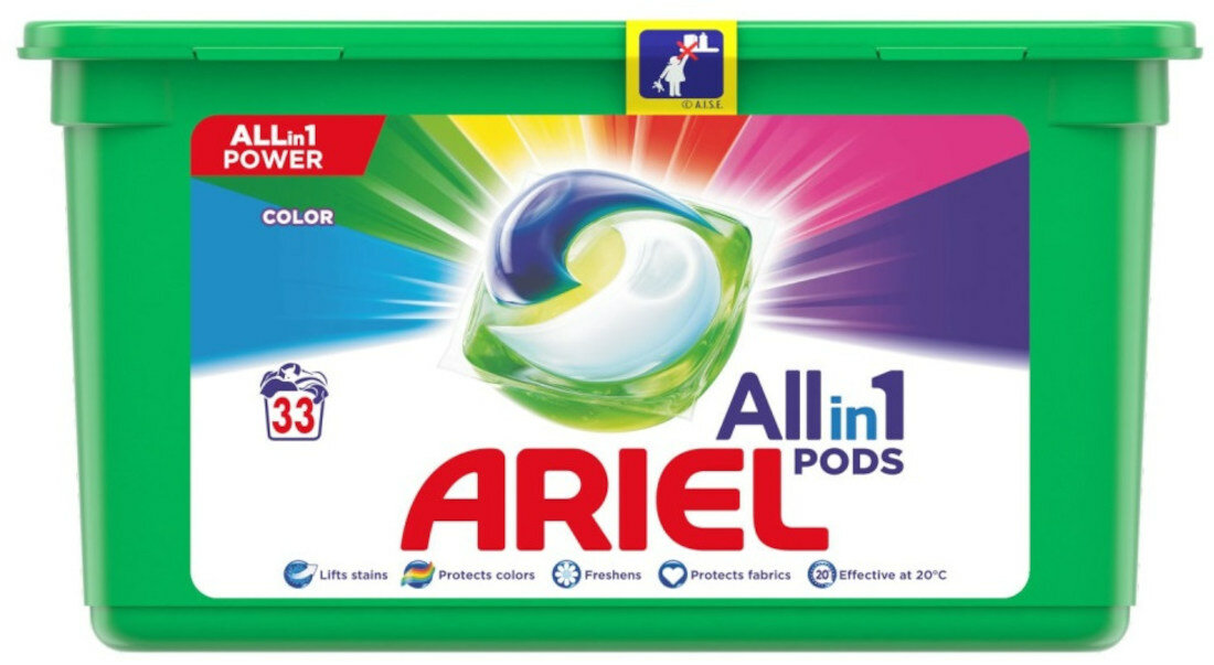 Kapsułki do prania ARIEL All in 1 Pods Color 33 szt. czyste swieze ubrania do roznego rodzaju plam efekt rezultat odpiera plamy