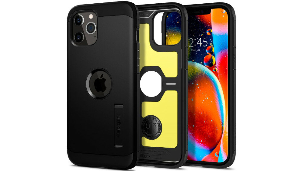 Etui SPIGEN Tough Armor do Apple iPhone 12 Pro Czarny nozka tworzywo termoplastyczne mozliwość ładowania bezprzewodowego