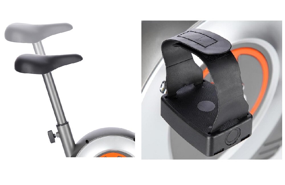 Rower magnetyczny HMS M8750 Srebrny bezpieczny trening wygodne pedały z regulowanymi paskami