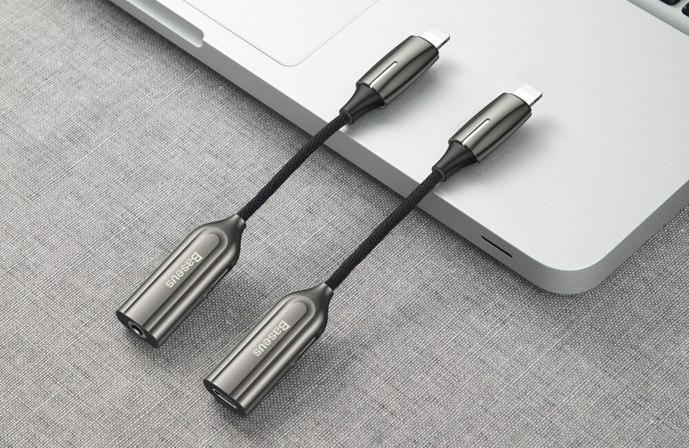 ADAPTER LIGHTNING - JACK 3.5MM + LIGHTNING BASEUS L56 SREBRNY