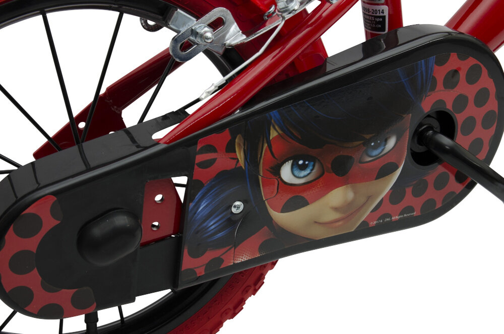 Rower DINO Miraculus Biedronka 14 Czerwono-czarny siodelko