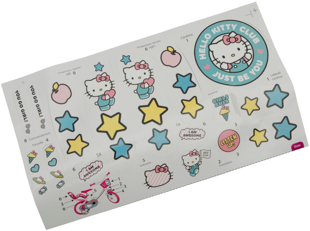 Rower DINO Hello Kitty 14 Biało-różowy akcesoria naklejki bidon