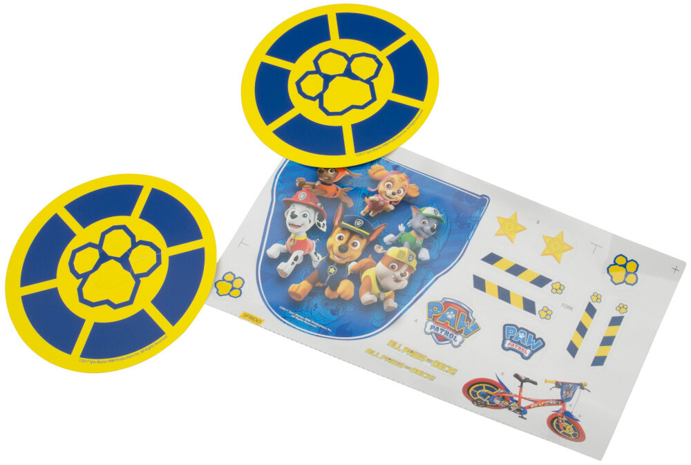 Rower NICKELODEON Psi patrol 12 Czerwono-niebiesko-czarny akcesoria naklejki bidon