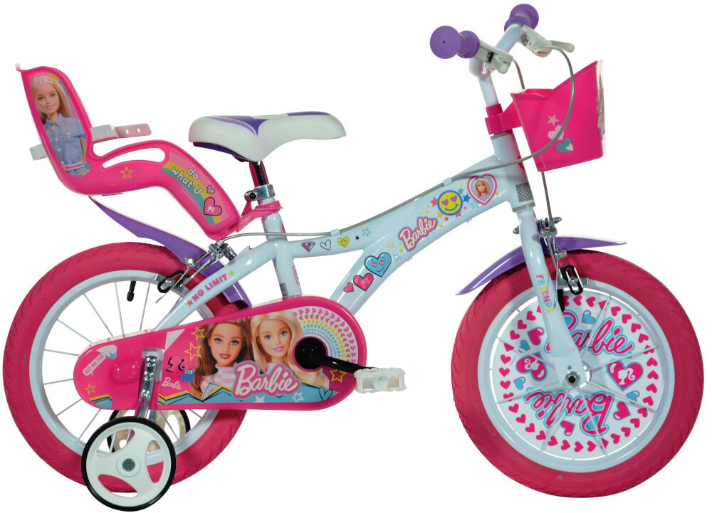 Rower MATTEL Barbie 14 Biało-fioletowo-różowy wyglad