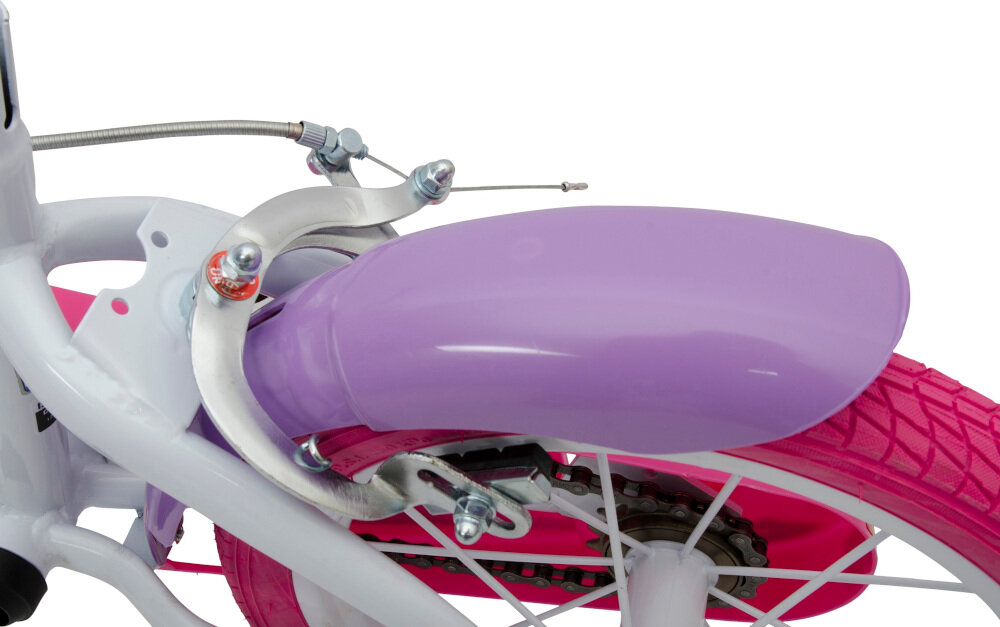 Rower MATTEL Barbie 14 Biało-fioletowo-różowy blotniki