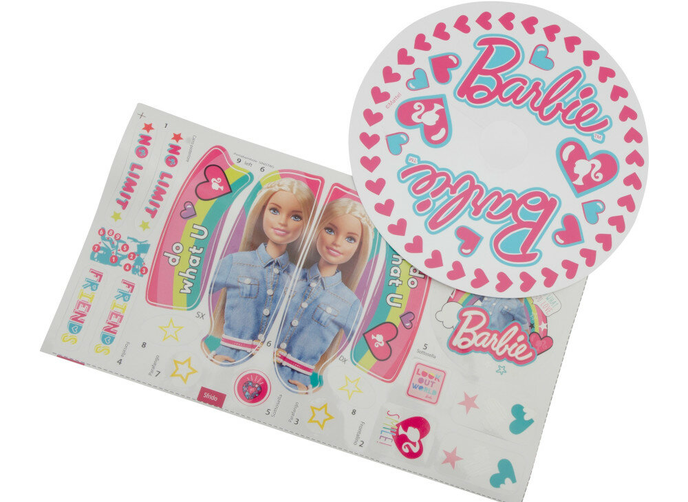 Rower MATTEL Barbie 14 Biało-fioletowo-różowy akcesoria naklejki bidon