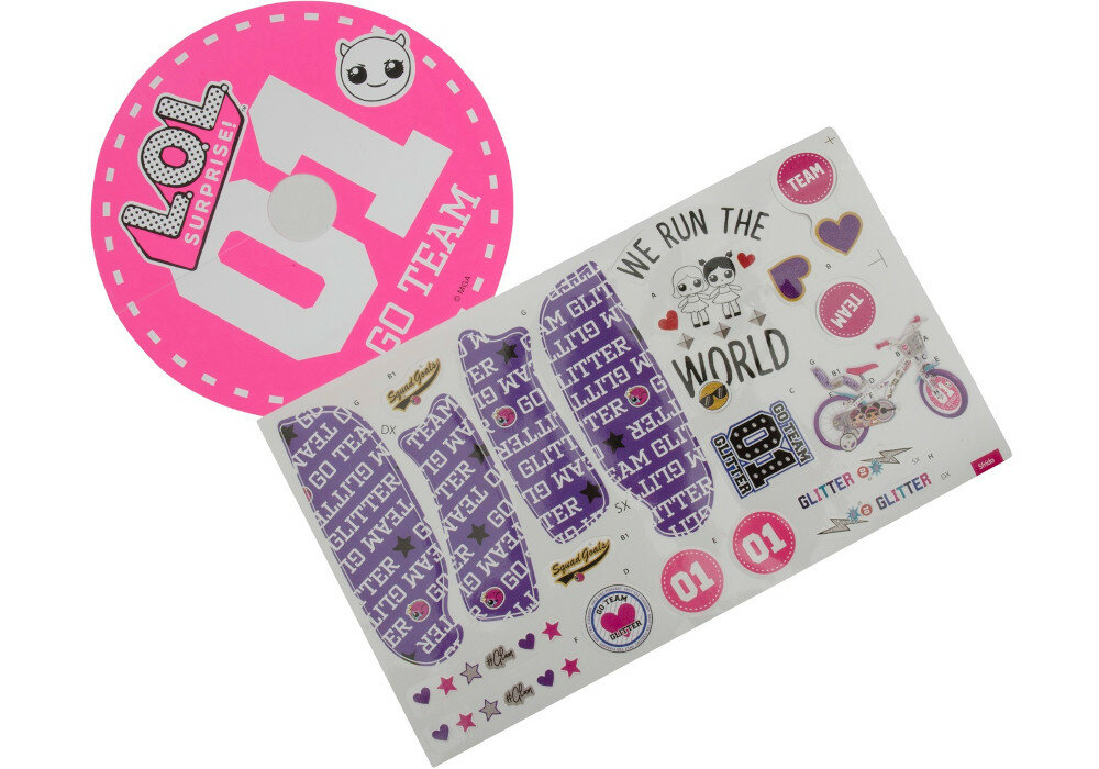 Rower dziecięcy DISNEY Lol Surprise 16 Srebrno-czerwono-czarny akcesoria naklejki fotelik koszyk