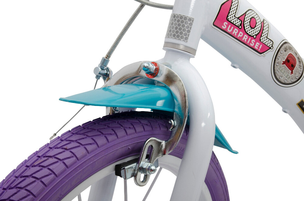 Rower DISNEY Lol Surprise 16 Srebrno-czerwono-czarny hamulec przedni