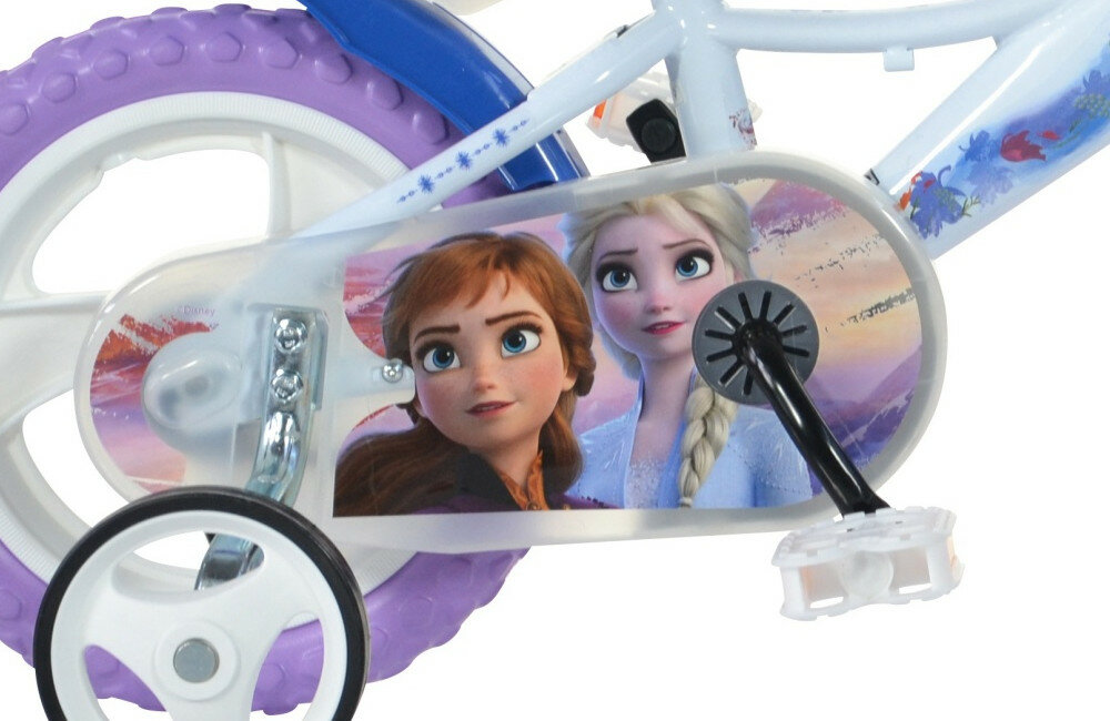 Rower DISNEY Kraina Lodu 2 12 Biało-fioletowo-niebieski siodelko
