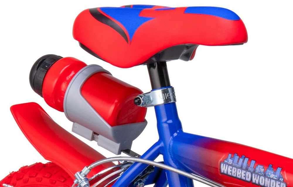 Rower MARVEL Spiderman 12 Czerwono-niebiesko-czarny siodelko