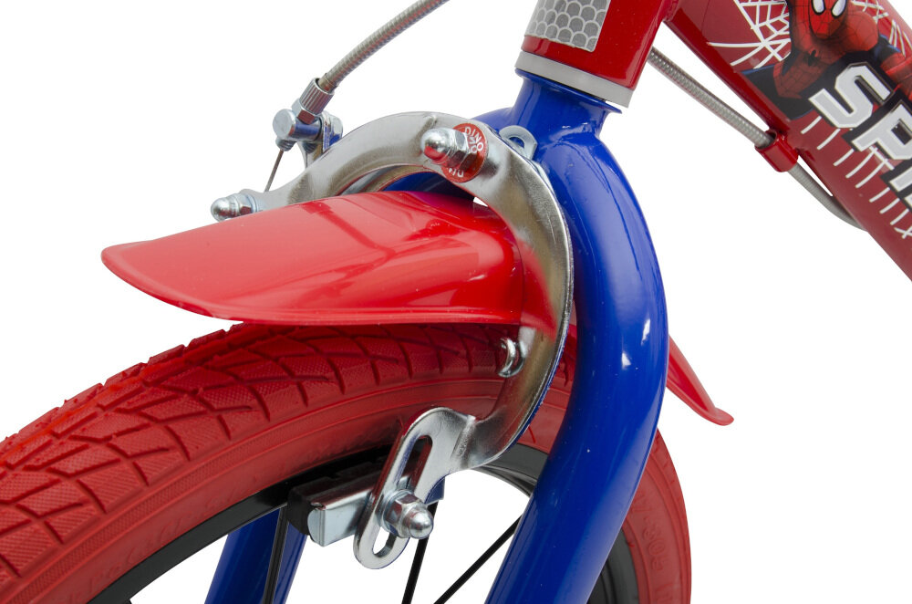 Rower MARVEL Spidermanrs 16 Srebrno-czerwono-czarny hamulec przedni