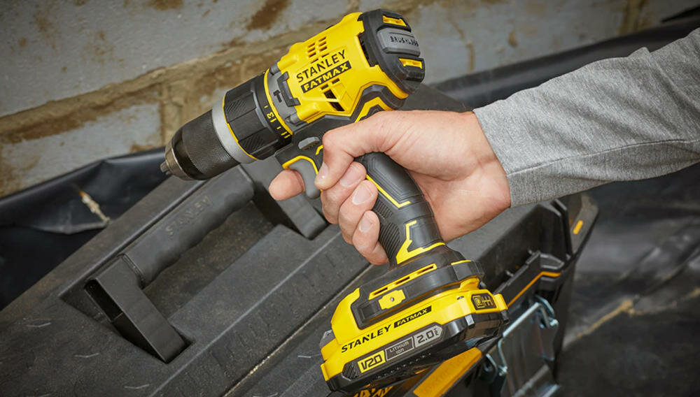 STANLEY-SFMCD721M2K-QW mocny silnik wiercenie wkręcanie drewno metal plastik ustawienia sprzęgło element montażowy 2 biegi przekładnia prędkości kontrola praca