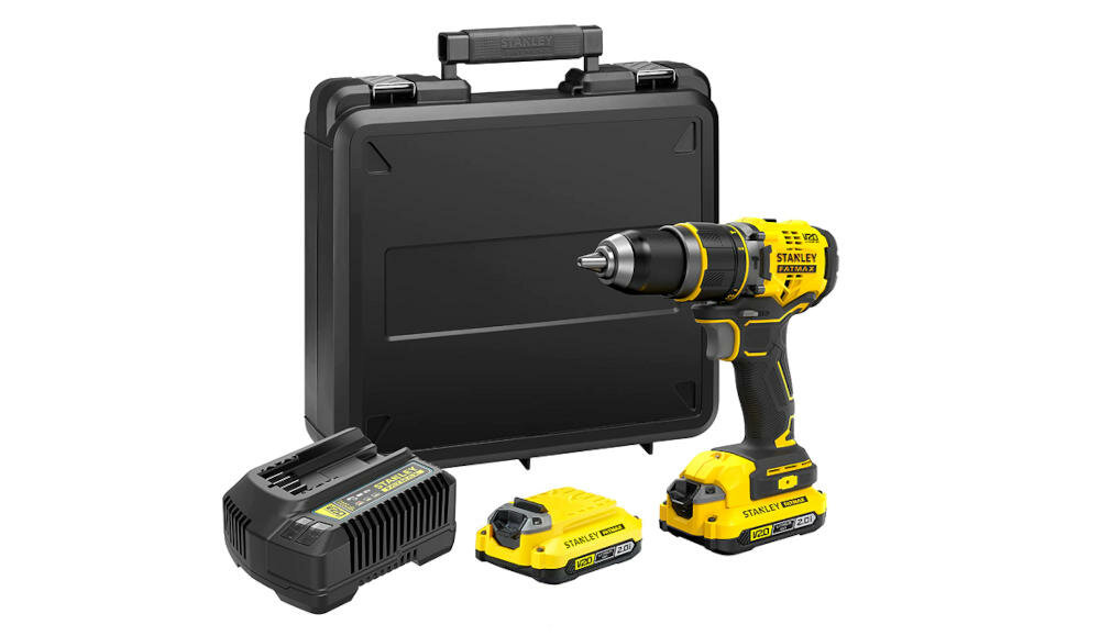 STANLEY-SFMCD721D2K zestaw urządzenie akumulatory ładowarka walizka instrukcja karta gwarancyjna