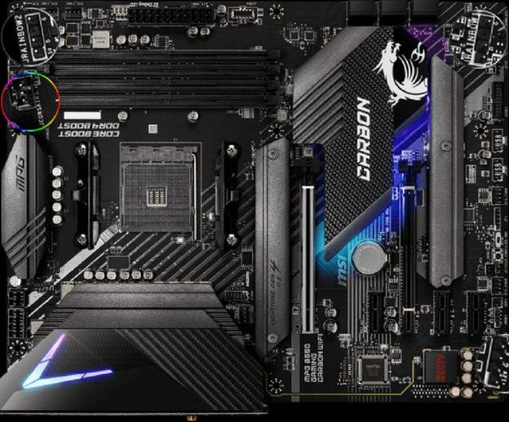 Płyta główna MSI MPG B550 Gaming Carbon WiFi  - podswietlenie 