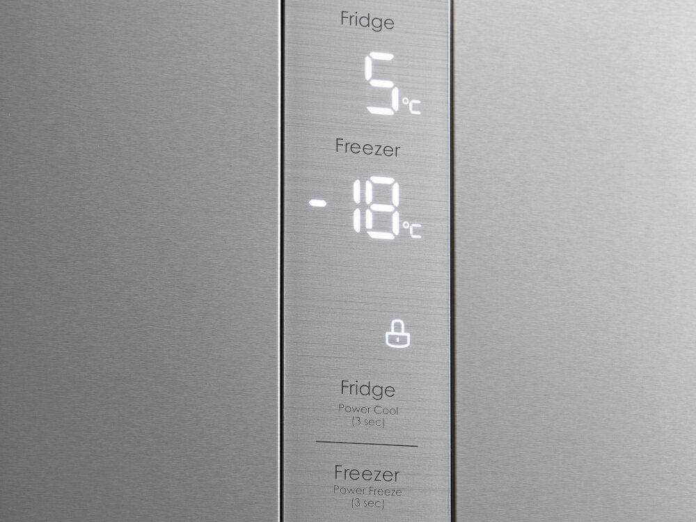 Lodówka MIDEA MDRB421FGE02L Nofrost Srebrna wyswietlacz